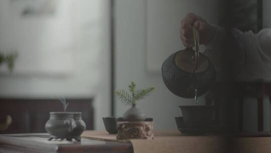 人像大师泡茶喝茶意境空镜写意紫砂茶壶