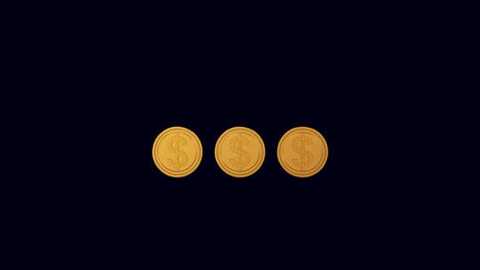 硬币旋转。透明背景上的硬币旋转动画。旋转