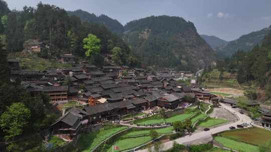 贵州黔东南雷山县郎德苗寨航拍风光