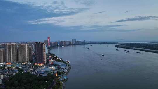 芜湖城市夜景金鹰国际地标长江航拍