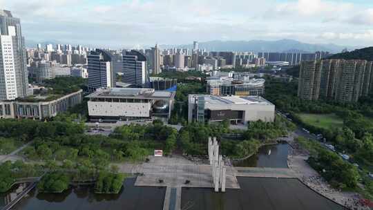 航拍台州市文化馆图书馆博物馆