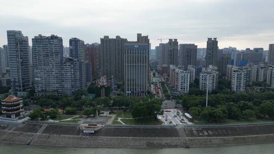 城市航拍宜昌CBD高楼建筑航拍