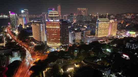 厦门思明区演武大桥夜晚夜景航拍车流交通福