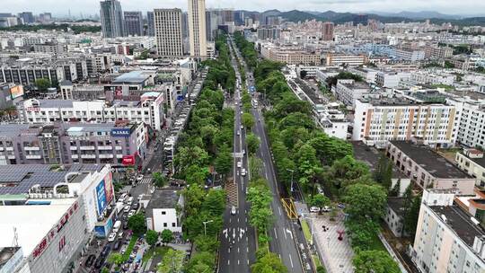 深圳城市大道交通车辆行驶航拍