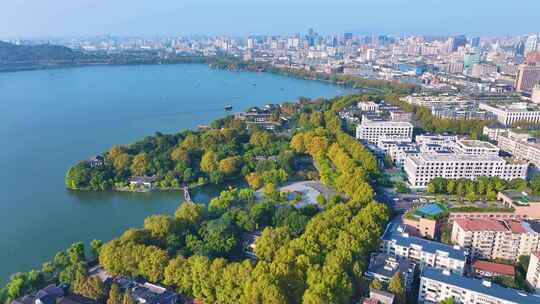 浙江杭州西湖景区美景航拍旅游风景大自然风