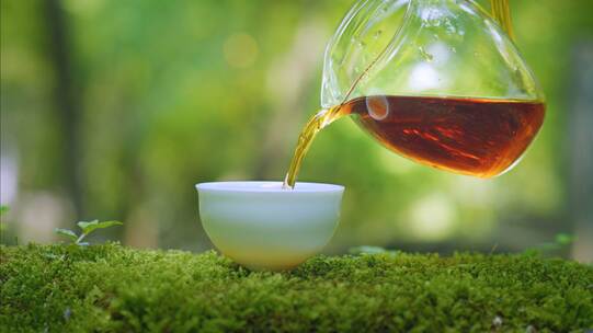 茶倒茶茶汤红茶普洱茶茶叶喝茶茶杯茶水泡茶