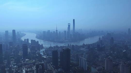 上海天际线延时航拍空镜