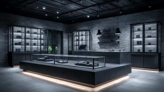 极简风格珠宝店内部陈设展示