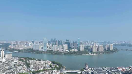 惠州城市风光航拍东江惠城区江北经济中心