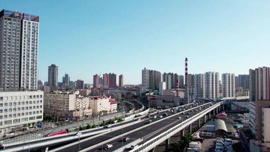 4k 航拍青岛城市道路街景