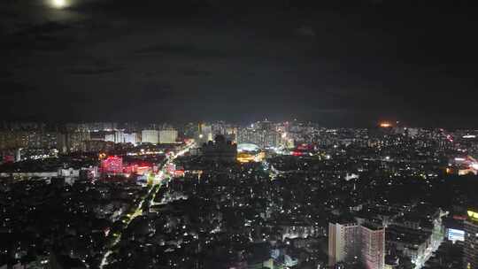 合集航拍广西玉林城市夜景灯光