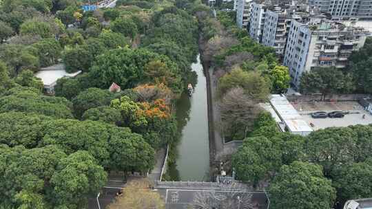 航拍福州城市内河河流 福州白马河