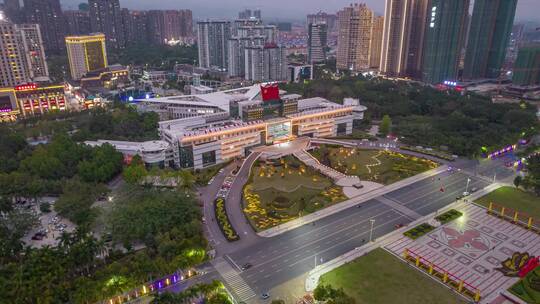 广西贵港市政府夜景航拍
