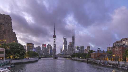 上海浦东陆家嘴东方明珠黄浦江凌晨夜景延时