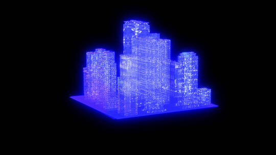 4K带通道3D城市建筑群赛博朋克元宇宙视频