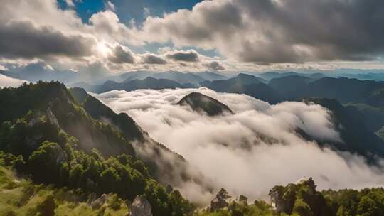 山峦云海自然风光全景