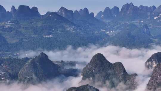 桂林漓江山水日出云海大气日出航拍