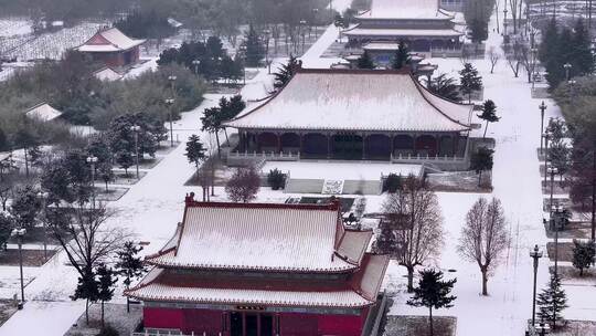 陕西周至县楼观台景区雪景