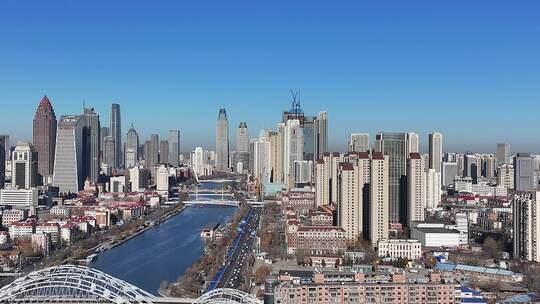 天津和平区天津CBD天津大景海河航拍