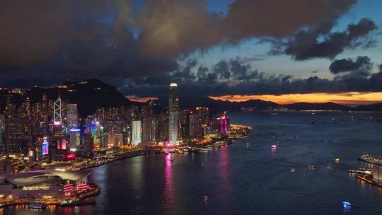 中国香港城市夜景4K航拍素材