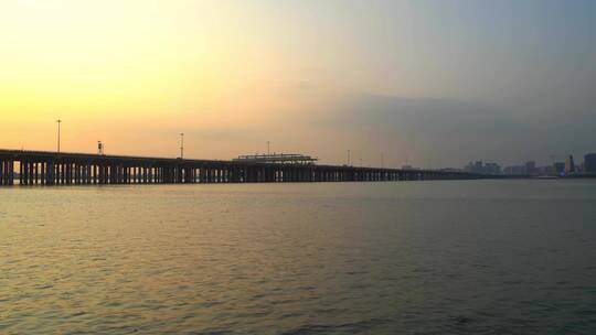日落时分前海风光跨海大桥广深沿江高速