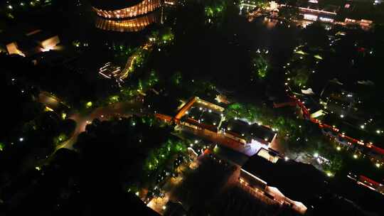 航拍城市夜景灯光璀璨的繁华景象乌镇夜景