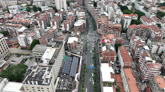 泉州市区交通航拍城市道路老城区街道