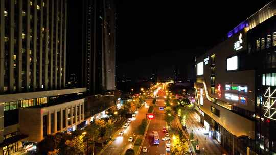杭州钱塘区高沙路夜景航拍视频素材模板下载