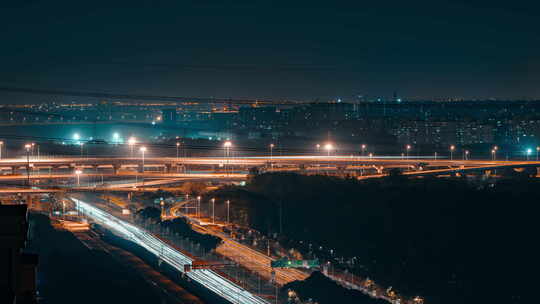 城市夜景车流延时