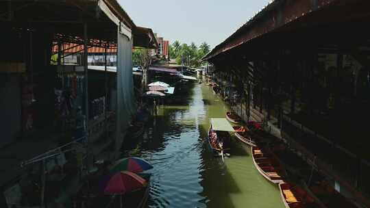 水上市场，泰国，河流，船