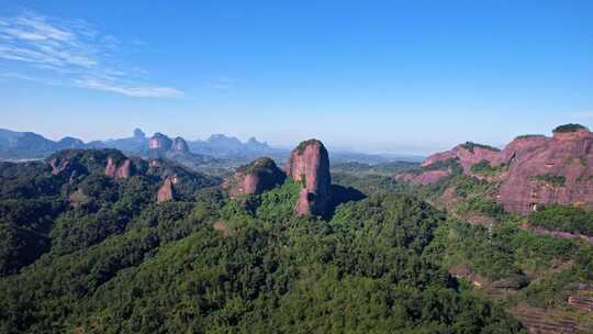 航拍韶关丹霞地貌 丹霞山阳元峰长老峰景区