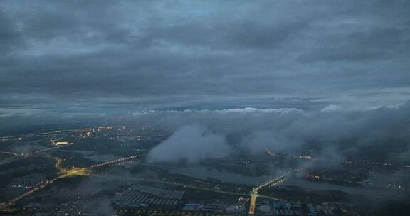 洛阳阴雨天云雾缭绕城市航拍宣传片