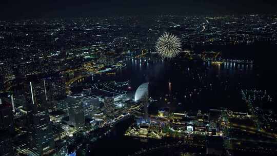 日本横滨夜景航拍