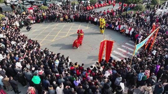 河南宜阳县元宵节社火表演节日庆祝航拍