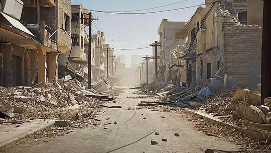 巴以冲突加沙城市废墟