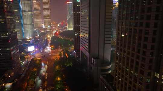 上海外滩陆家嘴高楼大厦摩天大楼车流夜晚夜