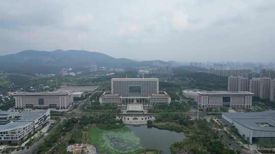 航拍湖北荆门市民广场