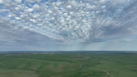 航拍内蒙古草原丘陵天空云彩视频素材
