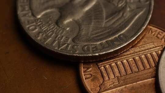 美国货币硬币的旋转库存镜头-MONEY 0272视频素材模板下载
