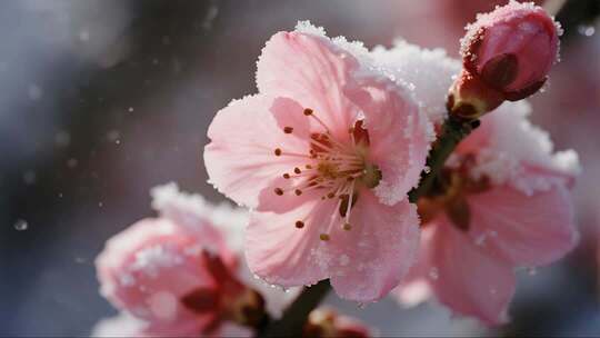 风傲雪寒梅冬日飘雪唯美意境视频