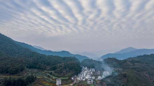 延时航拍婺源江岭景区大美云层晚霞