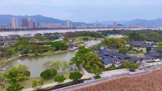 温州市鹿城区江心屿公园瓯江航拍风景景区景