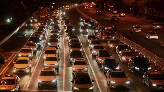 城市夜晚道路汽车车流合集