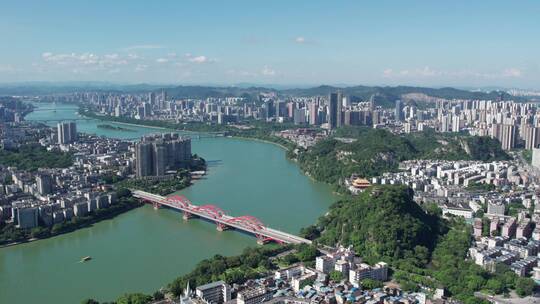 航拍广西柳州城市景观全景 4k