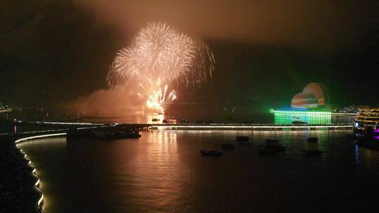 珠海40周年日月贝烟花视频素材模板下载