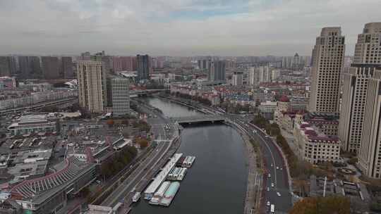 航拍 天津 城市交通 早高峰 晚高峰 车流