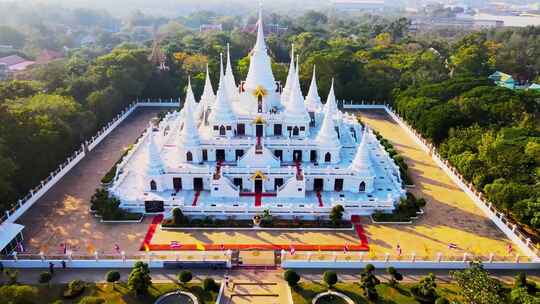 泰国瓦塔索卡拉姆寺鸟瞰航拍视频素材模板下载