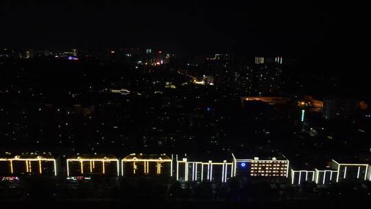 湖南益阳城市地标建筑桥梁夜景航拍