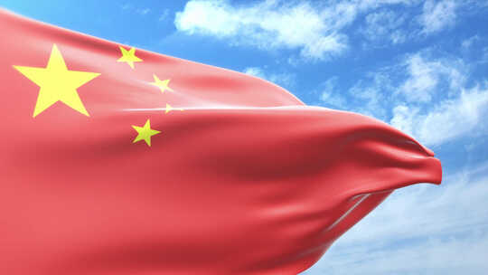 中国国旗天空中飘扬