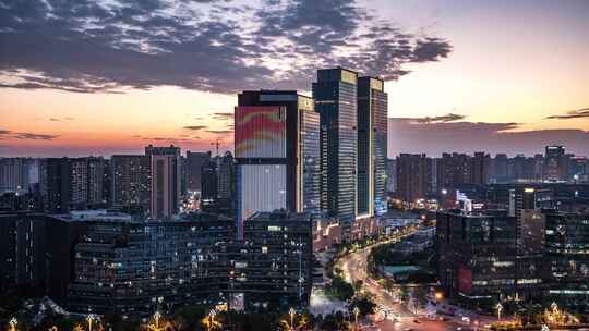 天府五街车流夜景